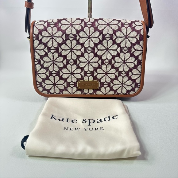 NEW KATE SPADE FLOWER JACQUARD BURGUNDY CROSSBODY BAG ! - Picture 9 of 10